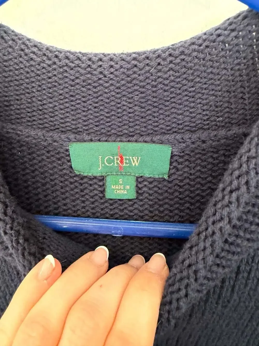 J. Crew 1988 Rollneck Pullover Sweater Navy Blue Cotton Size Small